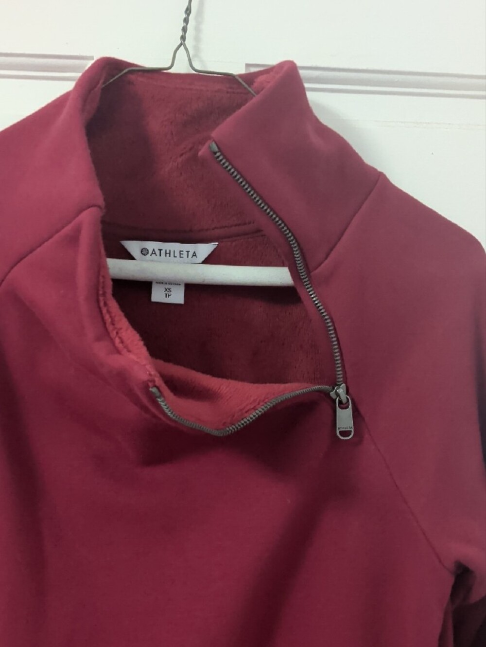 Athleta Raspberry Zip Funnel-Neck Pullover - Picture 3 of 5